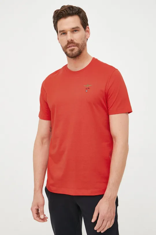 czerwony Aeronautica Militare t-shirt bawełniany