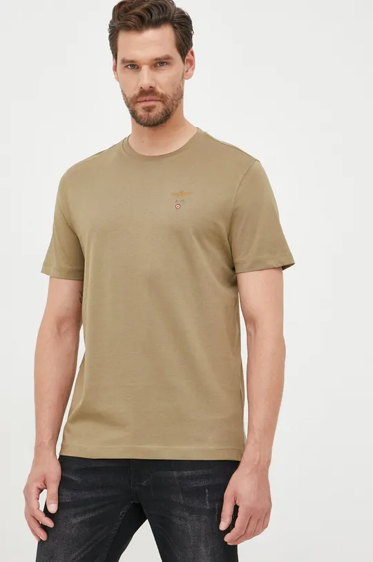 πράσινο Βαμβακερό μπλουζάκι Aeronautica Militare Ανδρικά