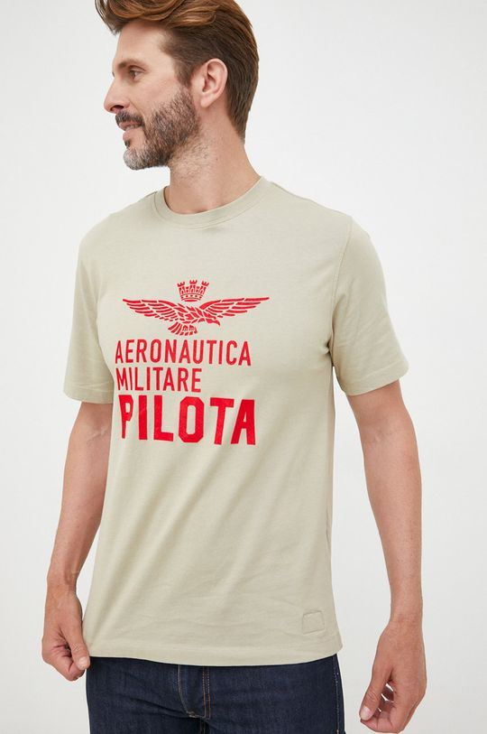 piaskowy Aeronautica Militare t-shirt bawełniany Męski