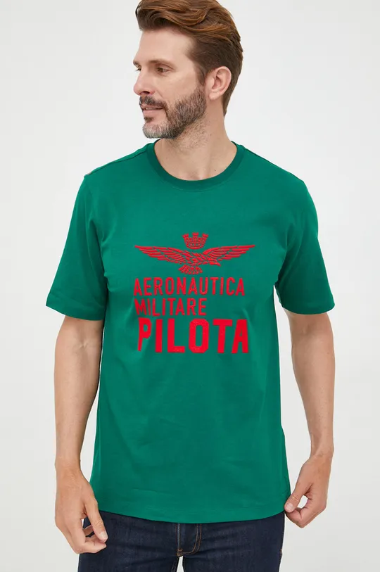 Βαμβακερό μπλουζάκι Aeronautica Militare πράσινο