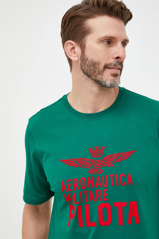 zielony Aeronautica Militare t-shirt bawełniany