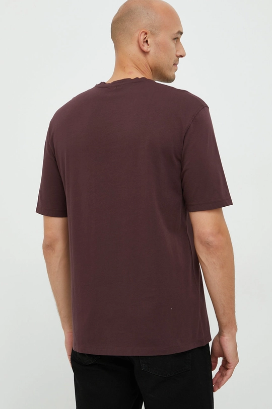 Sisley tricou din bumbac 3HIZS1016.1H8 burgundia AW22