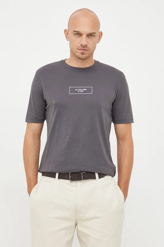 γκρί Βαμβακερό μπλουζάκι Sisley Ανδρικά