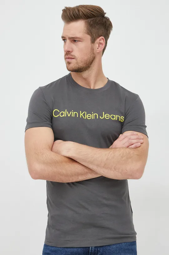 siva Pamučna majica Calvin Klein Jeans Muški