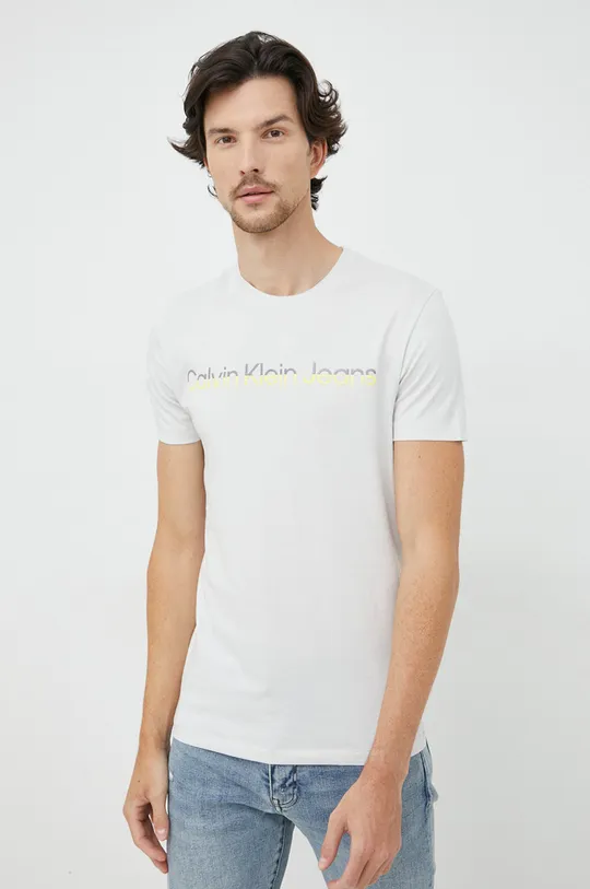 серый Хлопковая футболка Calvin Klein Jeans Мужской