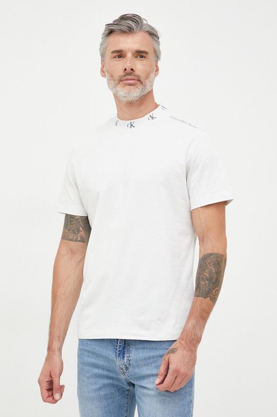 jasny szary Calvin Klein Jeans t-shirt bawełniany