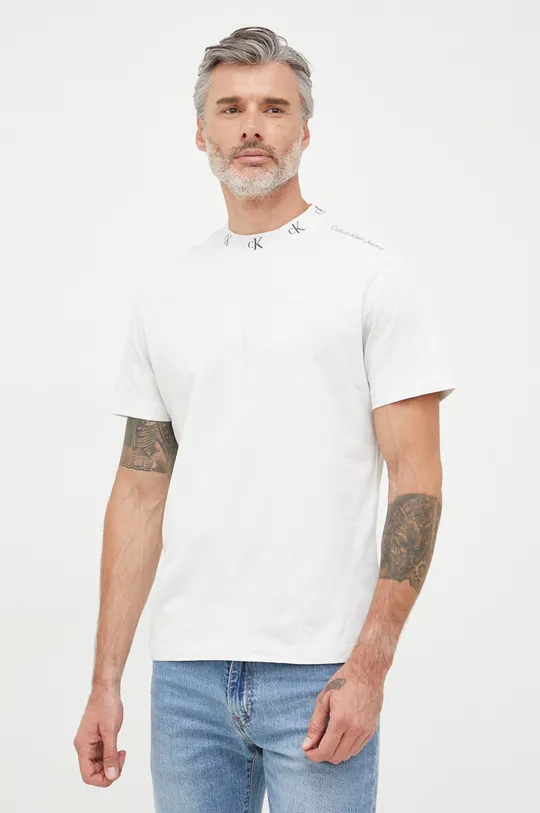 sivá Bavlnené tričko Calvin Klein Jeans