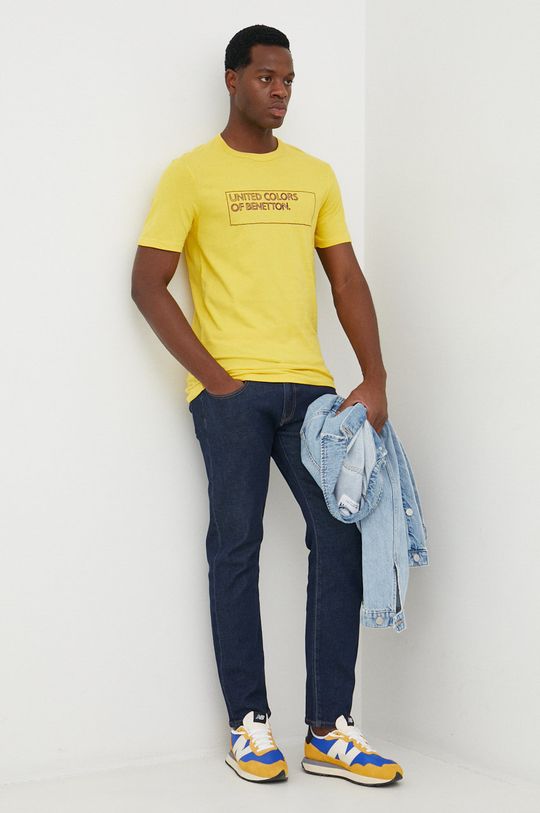 Bavlněné tričko United Colors of Benetton žlutá