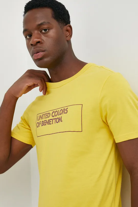 rumena Bombažna kratka majica United Colors of Benetton