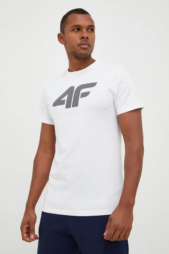 biały 4F t-shirt bawełniany