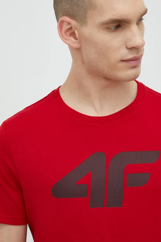 κόκκινο Βαμβακερό μπλουζάκι 4F Ανδρικά