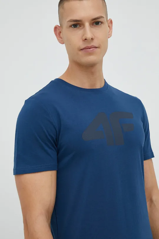 голубой Хлопковая футболка 4F