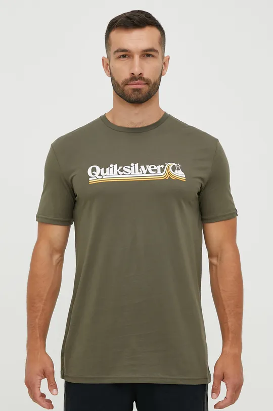 зелений Бавовняна футболка Quiksilver