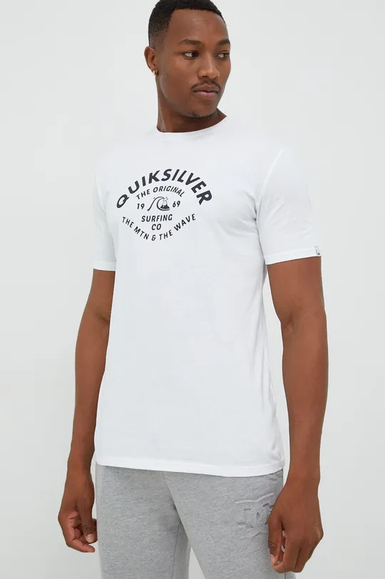 biały Quiksilver t-shirt bawełniany Męski