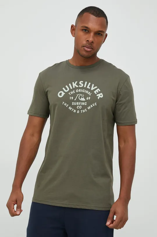 πράσινο Βαμβακερό μπλουζάκι Quiksilver