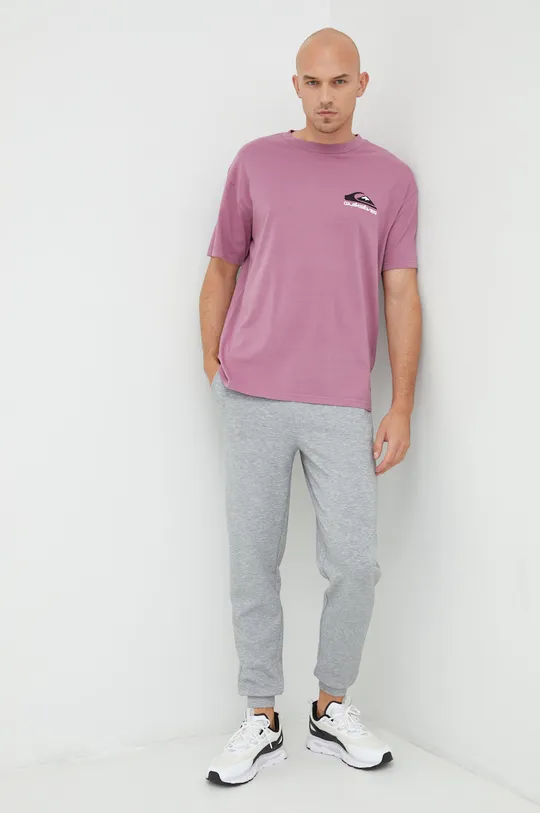 Βαμβακερό μπλουζάκι Quiksilver ροζ