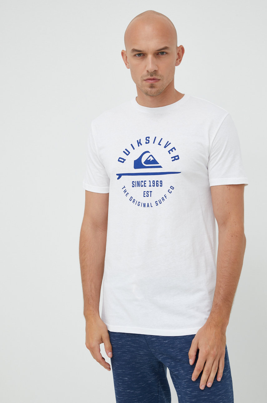 biały Quiksilver t-shirt bawełniany Męski