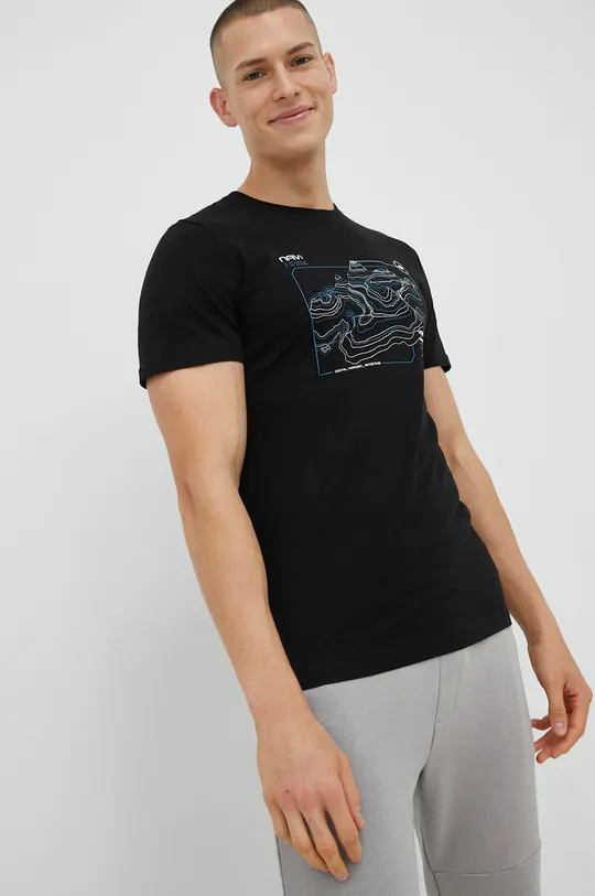 czarny 4F t-shirt bawełniany Męski