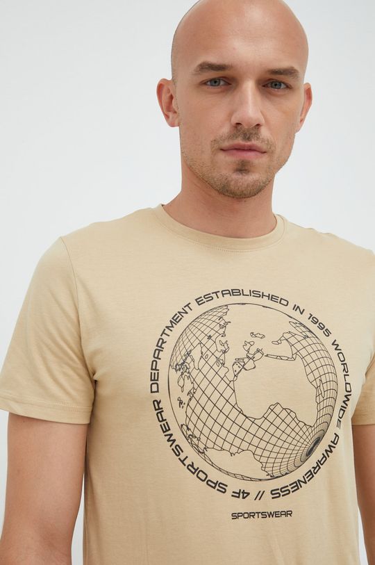 beżowy 4F t-shirt bawełniany Męski