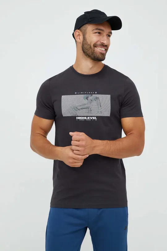 czarny 4F t-shirt bawełniany