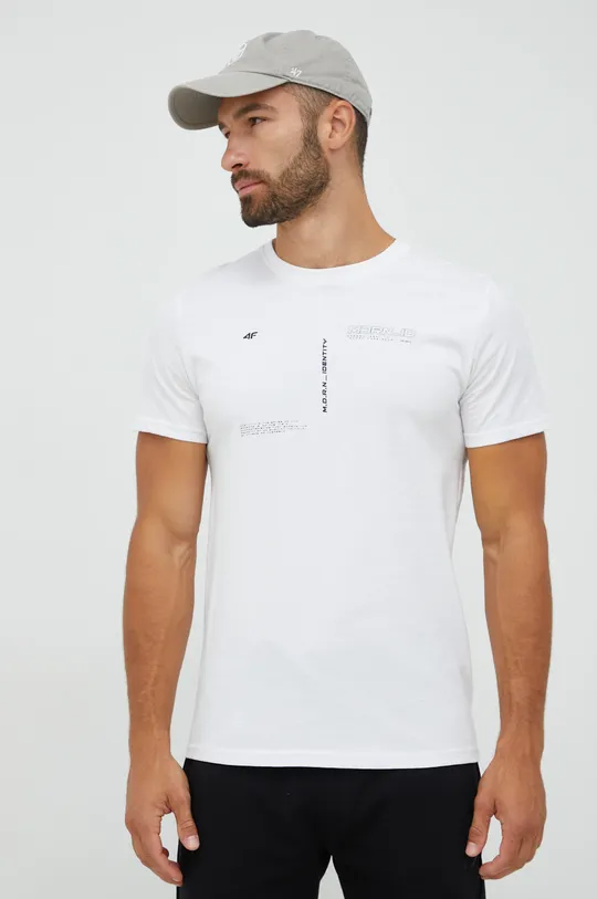 biały 4F t-shirt bawełniany