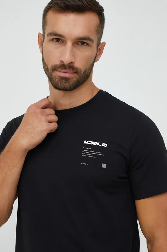 μαύρο Βαμβακερό μπλουζάκι 4F Ανδρικά