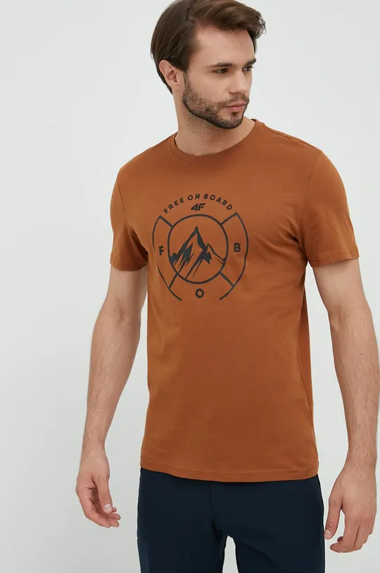 καφέ Βαμβακερό μπλουζάκι 4F