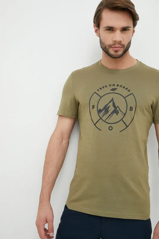 Βαμβακερό μπλουζάκι 4F πράσινο