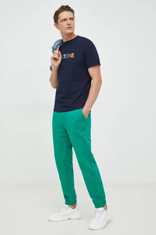 Bavlnené tričko United Colors of Benetton tmavomodrá