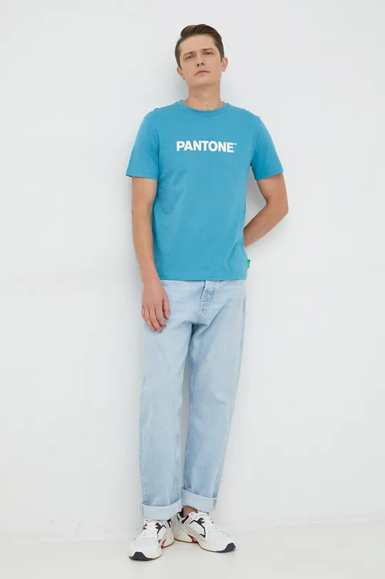 United Colors of Benetton t-shirt bawełniany niebieski