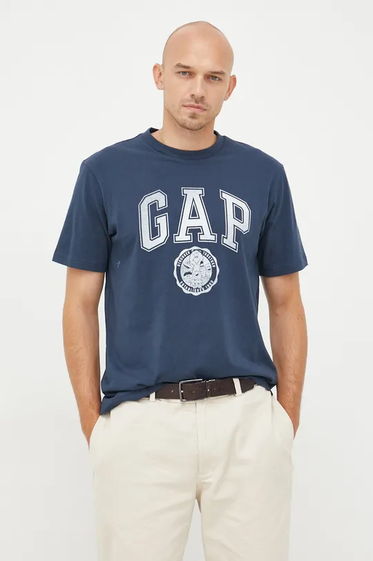 mornarsko modra Bombažna kratka majica GAP Moški