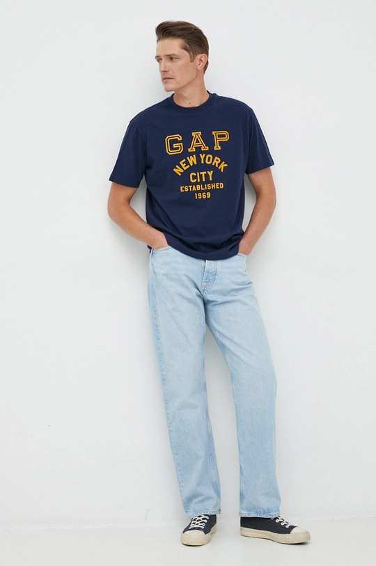 GAP t-shirt bawełniany granatowy