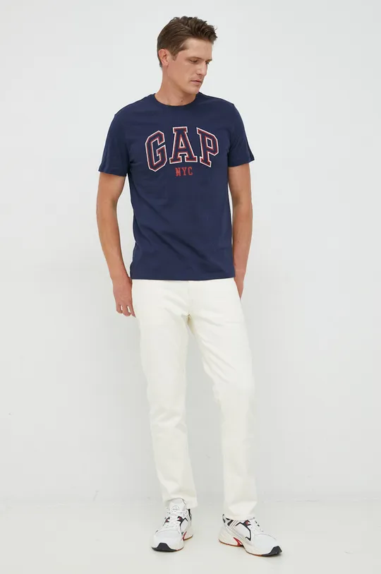 GAP t-shirt bawełniany granatowy