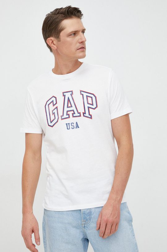 biały GAP t-shirt bawełniany Męski