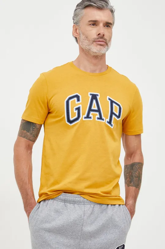 GAP t-shirt bawełniany złoty brąz