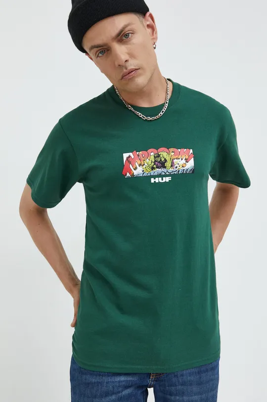 πράσινο Βαμβακερό μπλουζάκι HUF X Marvel Hulk Ανδρικά
