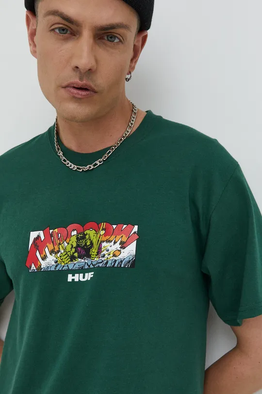 πράσινο Βαμβακερό μπλουζάκι HUF X Marvel Hulk