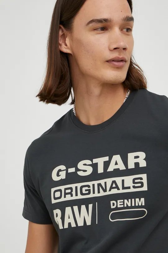 γκρί Βαμβακερό μπλουζάκι G-Star Raw