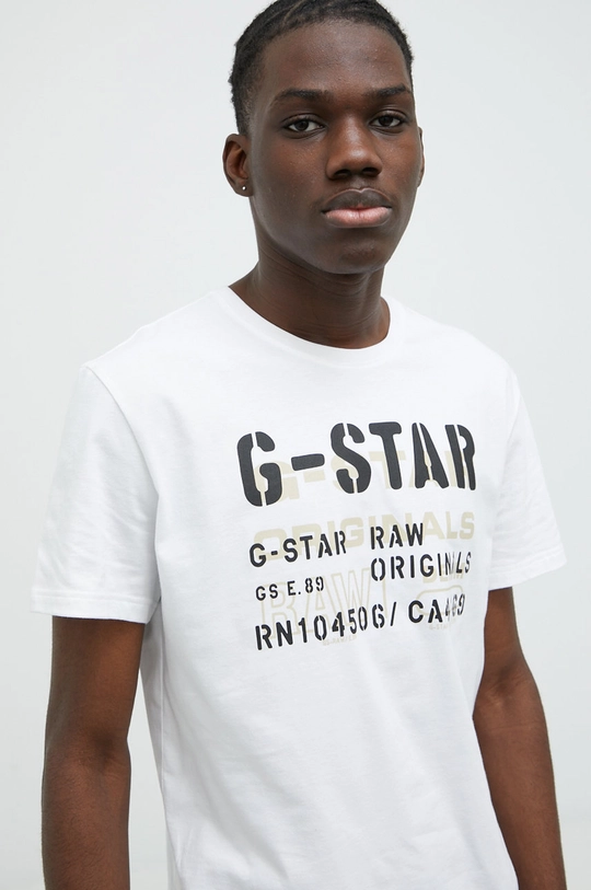 biały G-Star Raw t-shirt bawełniany