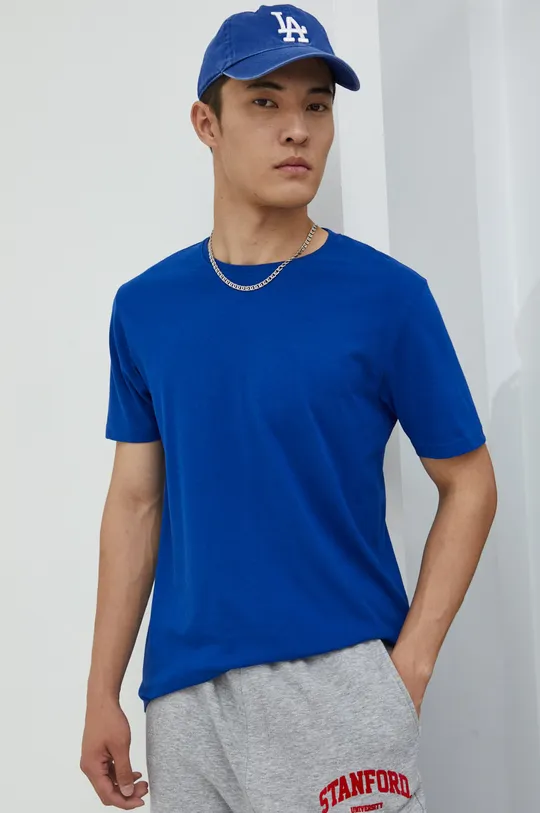 σκούρο μπλε Βαμβακερό μπλουζάκι Solid Ανδρικά