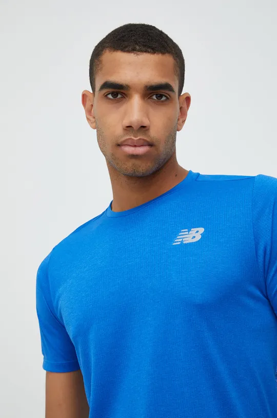 niebieski New Balance t-shirt do biegania Impact Run