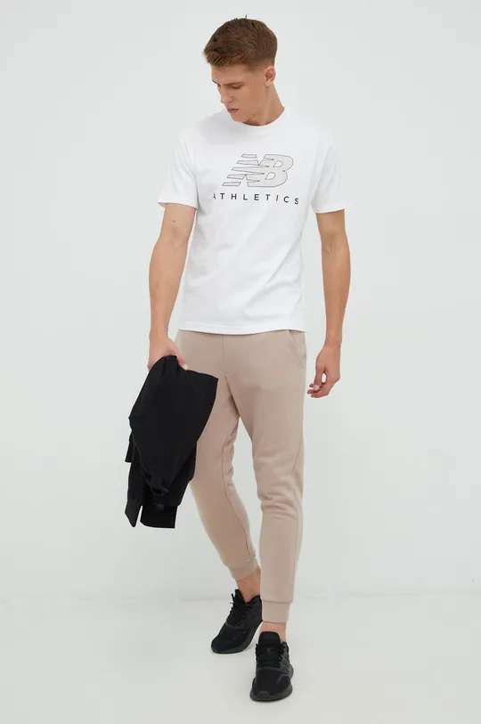 Bavlnené tričko New Balance biela