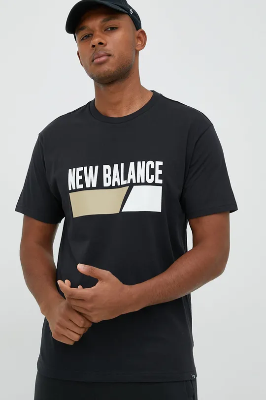 μαύρο Μπλουζάκι New Balance Ανδρικά