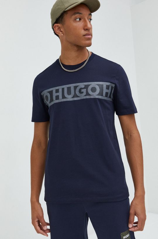 granatowy HUGO t-shirt bawełniany
