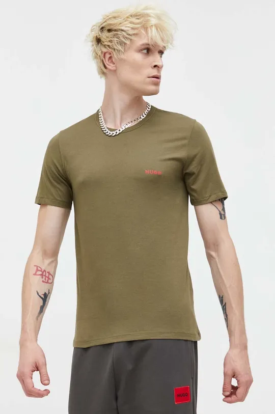 zelena Bombažna kratka majica HUGO 3-pack Moški