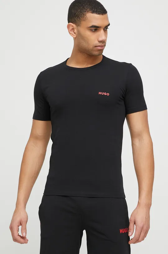 czarny HUGO t-shirt bawełniany 3-pack Męski
