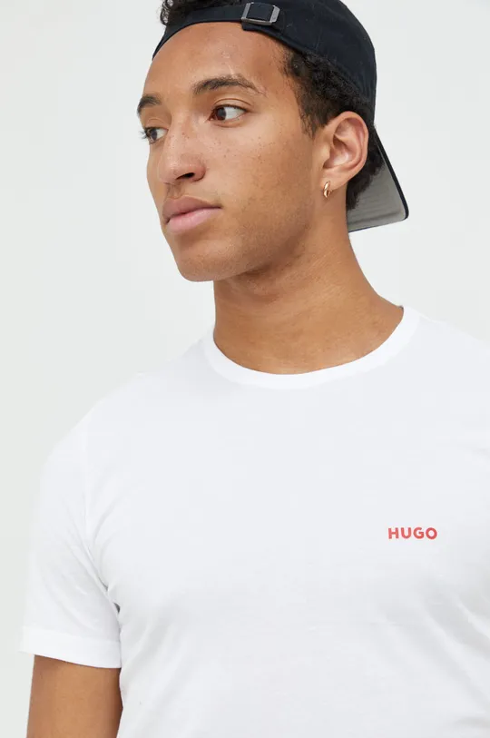 bela Bombažna kratka majica HUGO 3-pack Moški