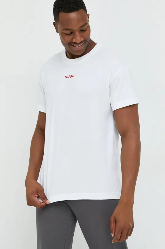 λευκό Μπλουζάκι HUGO Ανδρικά