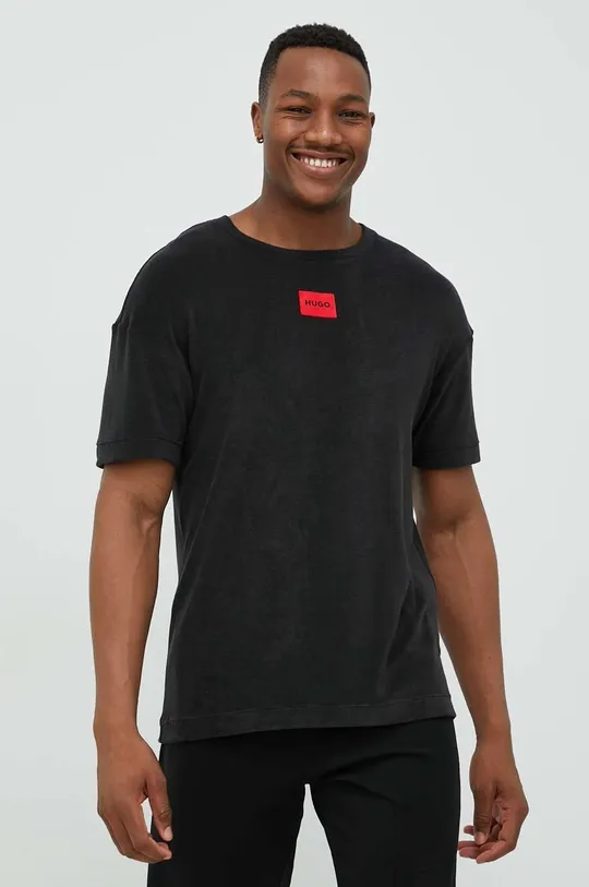 czarny HUGO t-shirt piżamowy Męski