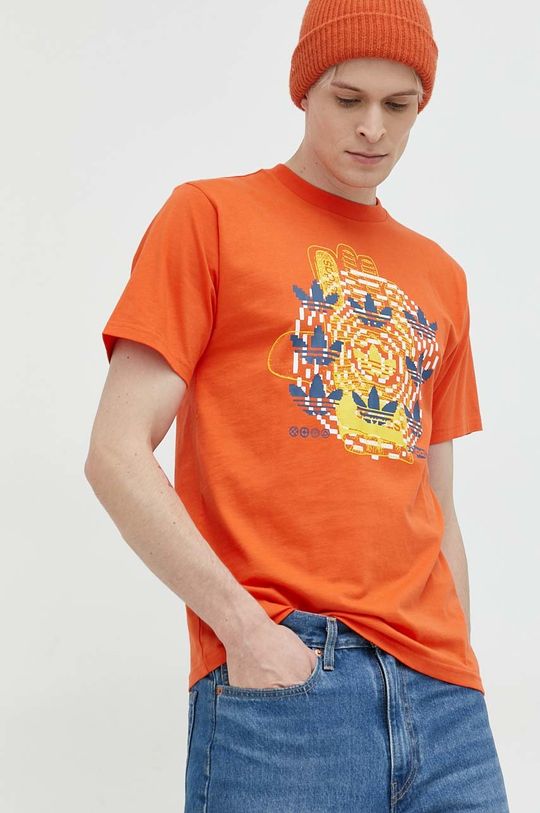 oranžová Bavlněné tričko adidas Originals
